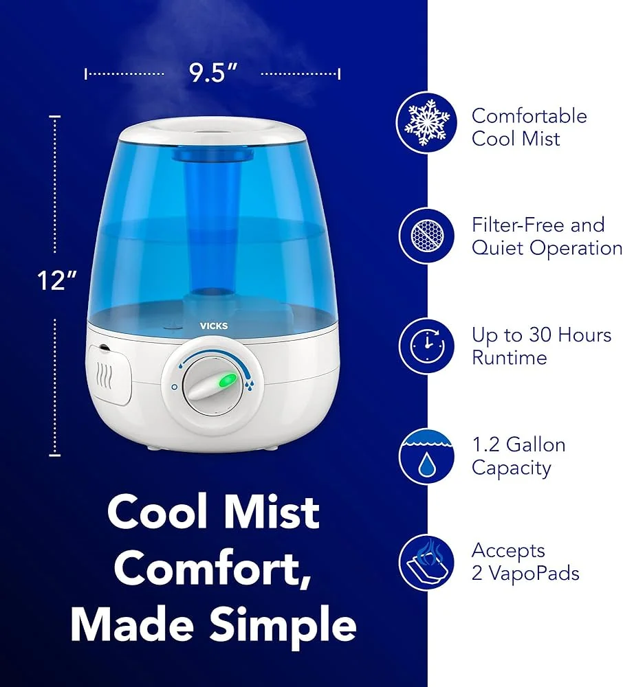 Vicks CoolRelief Filter Free Cool Mist Humidifier