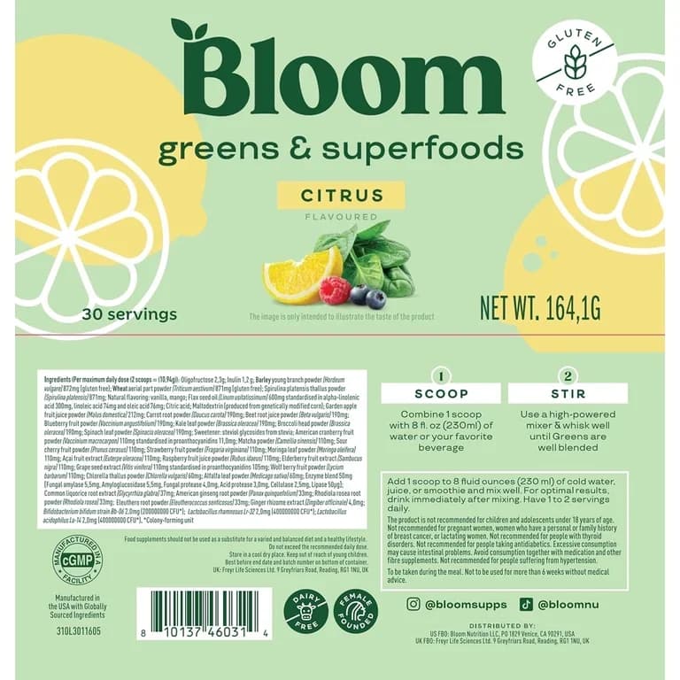 Bloom Nutrition Greens & Superfoods Powder