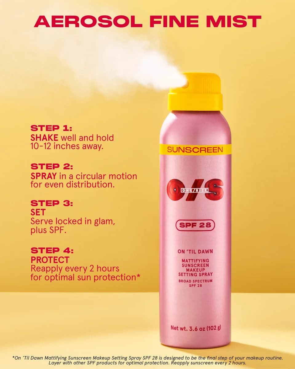 ONE/SIZE On 'Til Dawn Mattifying Sunscreen Makeup Setting Spray SPF 28