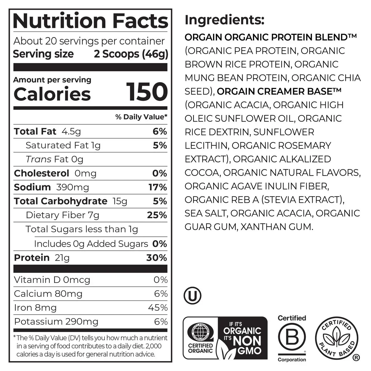 Orgain Organic Protein Plant-Based Protein Powder