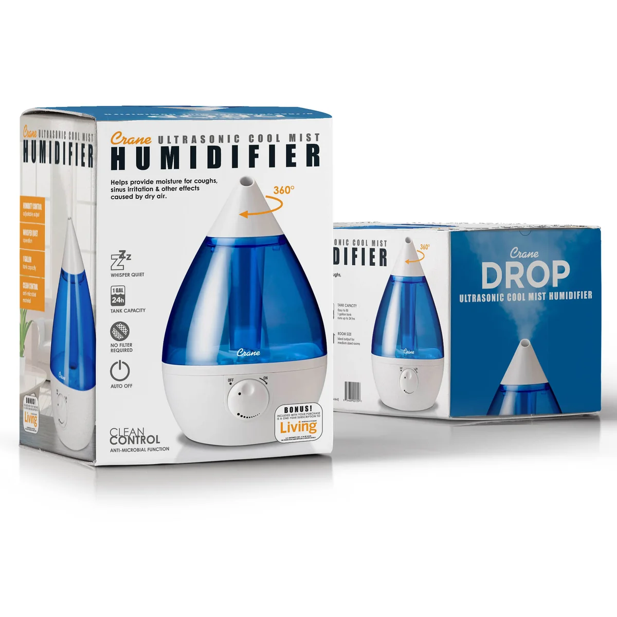 Crane USA Drop Ultrasonic Cool Mist Humidifier